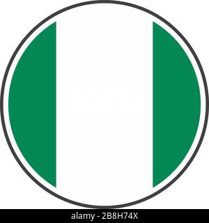 Circle nigeria flag with grey border vector illustration isolated on white on vector isolated on white background Stock Vector