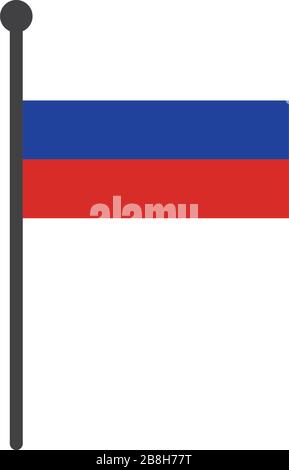 simple flat russia flag vector illustration with flagpole isolated on white background Stock Vector