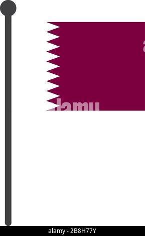 simple flat qatar flag vector illustration with flagpole isolated on white background Stock Vector
