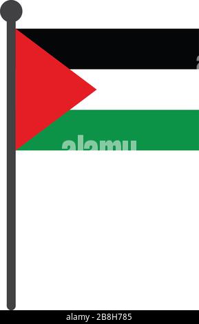 simple flat palestine or gaza flag vector illustration with flagpole isolated on white background Stock Vector