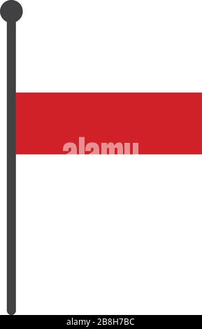simple flat poland flag vector illustration with flagpole isolated on white background Stock Vector