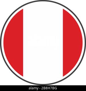 Circle peru flag with grey border vector illustration isolated on white on vector isolated on white background Stock Vector