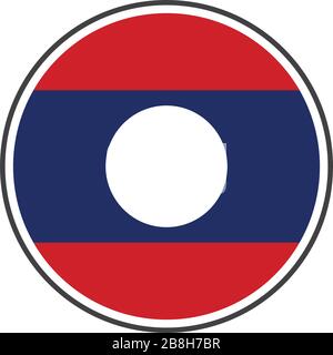 Circle laos flag with grey border vector illustration isolated on white on vector isolated on white background Stock Vector