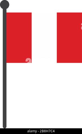 simple flat peru flag vector illustration with flagpole isolated on white background Stock Vector