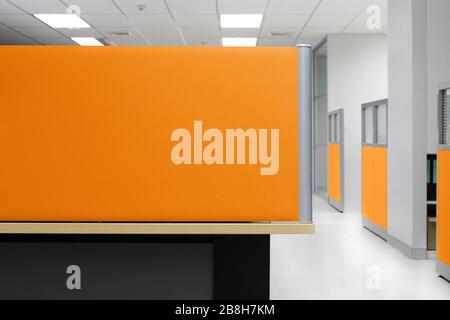 Partition, Orange Partition Empty wall Office Cubicle, Partition Quadrilateral Office background Stock Photo