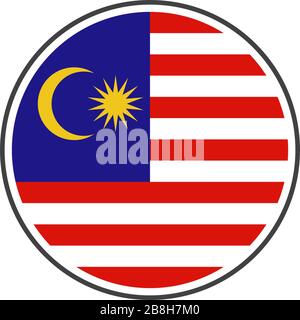 Circle malaysia flag with icon vector isolated on white background Stock Vector