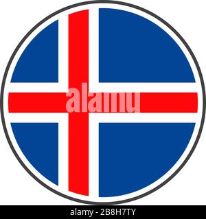 Circle iceland flag with grey border vector illustration isolated on white on vector isolated on white background Stock Vector