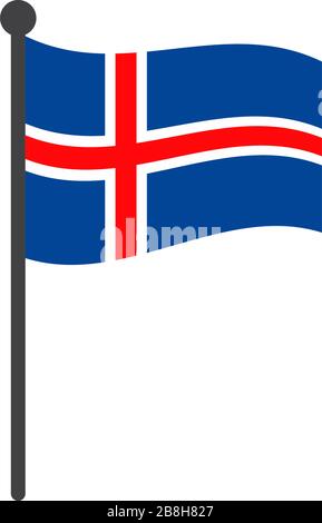 iceland flag with pole icon vector isolated on white background Stock Vector