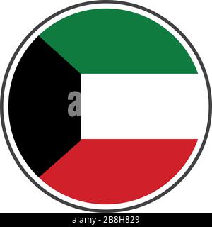 Circle kuwait flag with grey border vector illustration isolated on white on vector isolated on white background Stock Vector