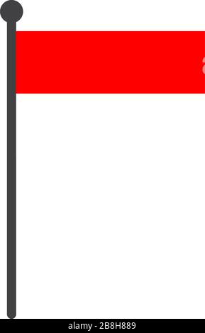 simple flat indonesia flag vector illustration with flagpole isolated on white background Stock Vector