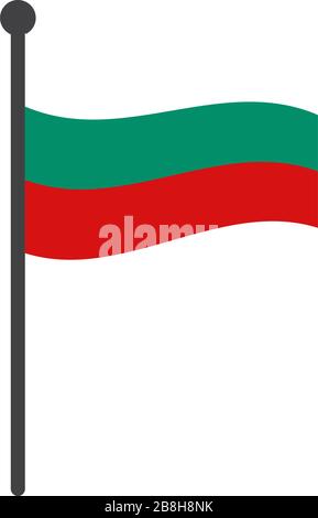 bulgaria flag with pole icon vector isolated on white background Stock Vector