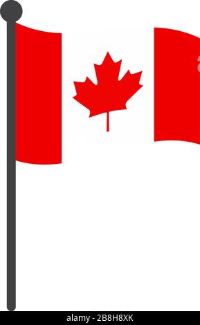 canada flag with pole icon vector isolated on white background Stock Vector