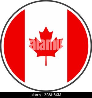 Circle canada flag with icon vector isolated on white background Stock Vector
