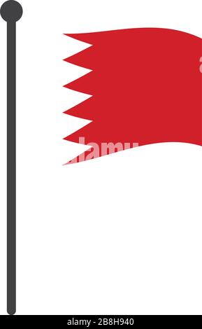 bahrain flag with pole icon vector isolated on white background Stock Vector