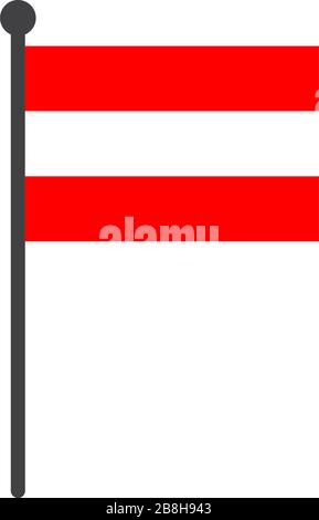 austria flag with pole icon vector isolated on white background Stock Vector