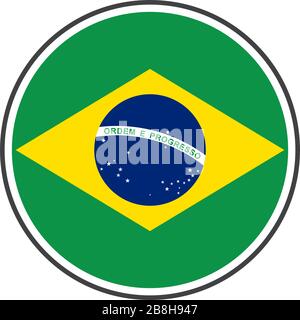 Circle brazil flag with icon vector isolated on white background Stock Vector