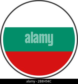 Circle bulgaria flag with grey border vector illustration isolated on white Stock Vector
