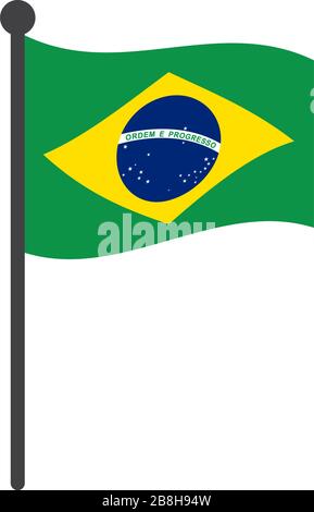 brazil flag with pole icon vector isolated on white background Stock Vector