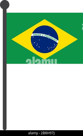 brazil flag with pole icon vector isolated on white background Stock Vector