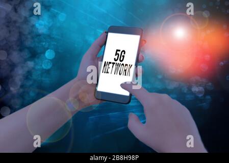 Handwriting text writing 5G Network. Conceptual photo greatly increase the speed and responsiveness of wireless network Stock Photo