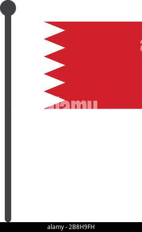 bahrain flag with pole icon vector isolated on white background Stock Vector