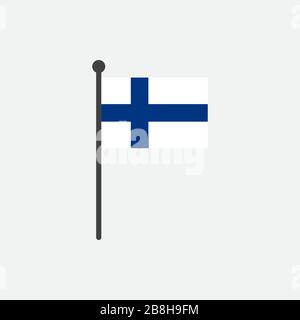 simple flat finland flag vector illustration with flagpole isolated on white background Stock Vector