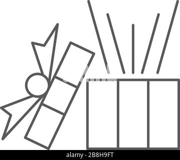 Gift box with ribbon line icon, outline vector sign, linear style pictogram isolated on white. Symbol, logo illustration. Stock Vector