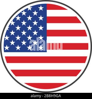 Circle USA flag with icon vector isolated on white background Stock Vector