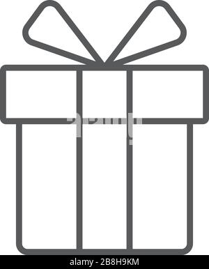 Gift box with ribbon line icon, outline vector sign, linear style pictogram isolated on white. Symbol, logo illustration. Stock Vector