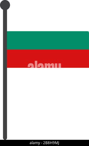 simple flat bulgaria flag vector illustration with flagpole isolated on white background Stock Vector