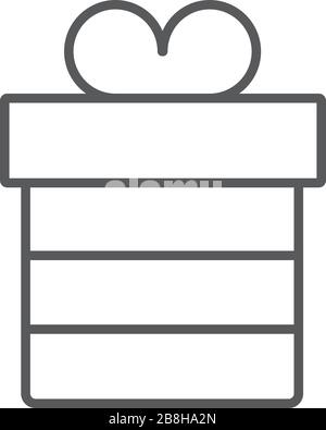Gift box with ribbon line icon, outline vector sign, linear style pictogram isolated on white. Symbol, logo illustration. Stock Vector