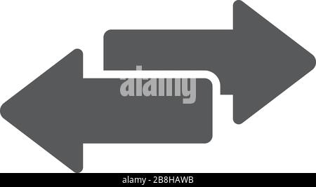two arrows or transfer arrows. linear style sign for mobile concept and web design. Left right arrows simple line vector icon. Symbol, logo illustrati Stock Vector