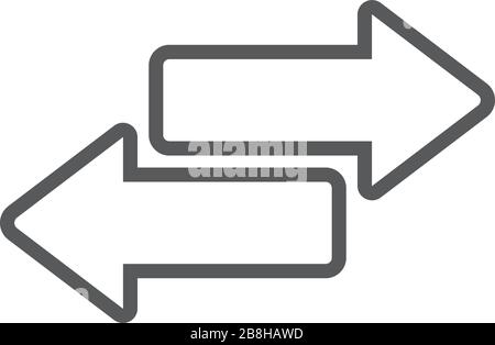two arrows or transfer arrows. linear style sign for mobile concept and web design. Left right arrows simple line vector icon. Symbol, logo illustrati Stock Vector