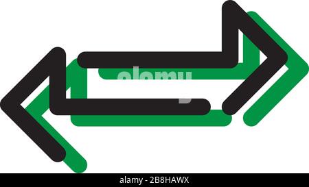 two arrows or transfer arrows. linear style sign for mobile concept and web design. Left right arrows simple line vector icon. Symbol, logo illustrati Stock Vector