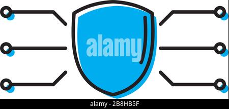 technology shield concept design vector icon isolated on white background Stock Vector