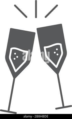 toasting glasses vector icon concept, design isolated on white background Stock Vector