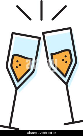 toasting glasses vector icon concept, design isolated on white background Stock Vector