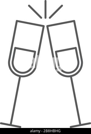toasting glasses vector icon concept, design isolated on white background Stock Vector