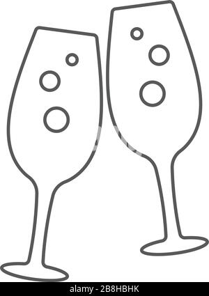 toasting glasses vector icon concept, design isolated on white background Stock Vector