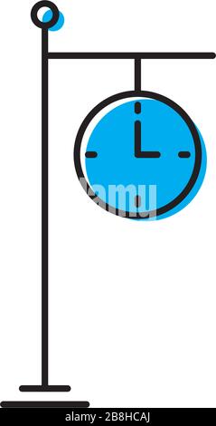 train station clock vector icon concept design isolated on white background Stock Vector