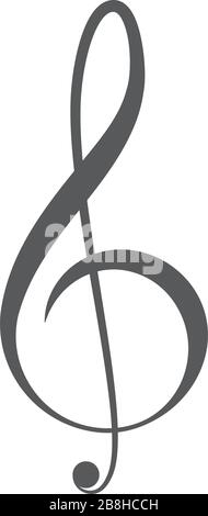Treble clef and music notes vector icon concept, isolated on white background Stock Vector
