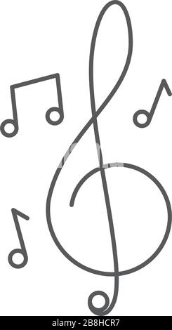 Treble clef and music notes vector icon concept, isolated on white background Stock Vector