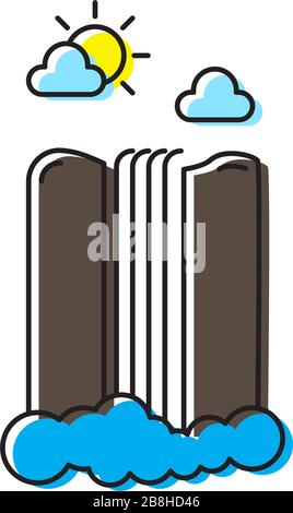 waterfall landscape vector icon concept, isolated on white background Stock Vector