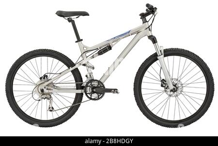 Sport silver bicycle isolated on white background with Clipping Path! Stock Photo