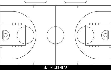 Perspective Basketball court floor with line on wood texture background ...