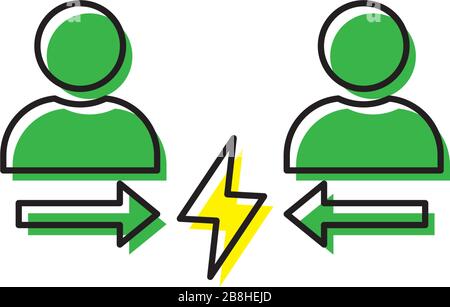 conflict differen style vector icon symbol isolated on white background Stock Vector