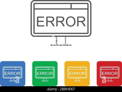 computer error screen vector icon concept, isolated on white background Stock Vector