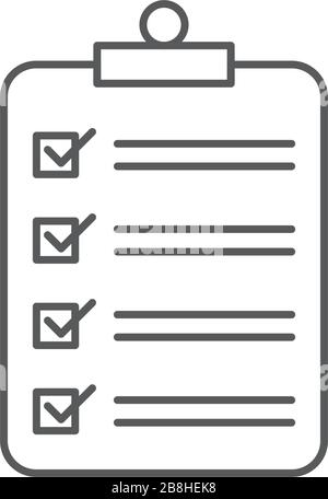 clipboard checklist vector icon concept, isolated on white background Stock Vector