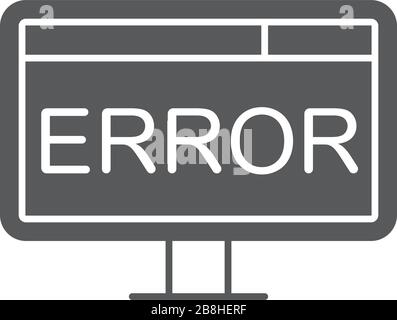 computer error screen vector icon concept, isolated on white background Stock Vector