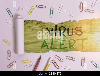 Word writing text Virus Alert. Business photo showcasing message warning of a nonexistent computer virus threat Stock Photo